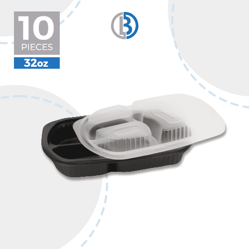 ماعون ميكرويف مع غطاء اسود 32اونصة شد 10حبة موديل رقم.MW8020 