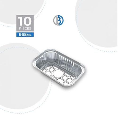 ماعون الومنيوم مستطيل مع غطاء كرتون 10حبة موديل رقم.8368