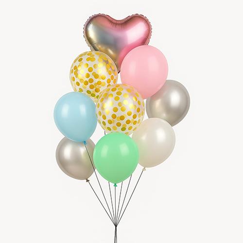 بالونات حفلات عيد الميلاد مع قلب فضي 9قطع