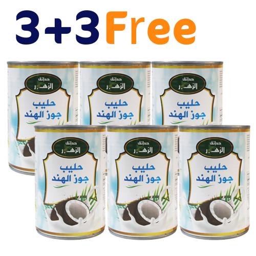 حدائق الزهور حليب جوز الهند 400مل 3+3مجانا