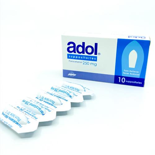 ادول 250مجم باراسيتامول مسكن للالم وخافض للحرارة 10تحاميل