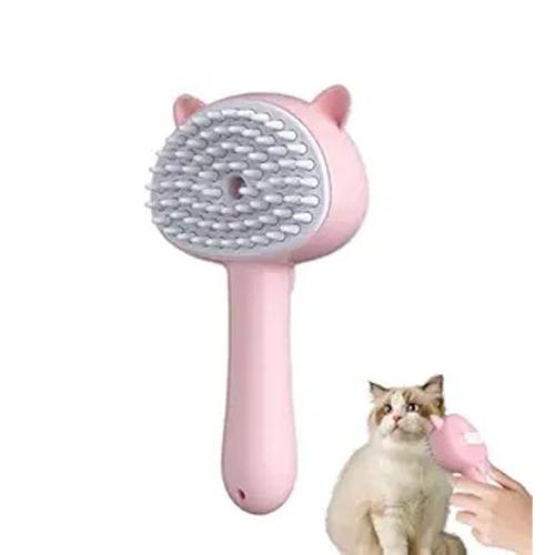 فرشاة مطاطية للحيوانات الاليفة بالبخار ورذاذ الماء 4في1 وردي موديل رقم.K2059