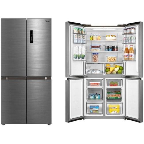 ميديا ثلاجة ​​باربعة ابواب 474لتر 16.74قدم مكعب فولاذ رمادي موديل رقم.MDRF632FIG46AED