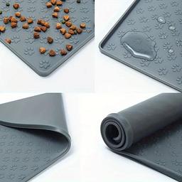 حصيرة طعام للحيوانات الاليفة من السيليكون مقاوم للماء ذات حافة مستطيلة 30x48سم