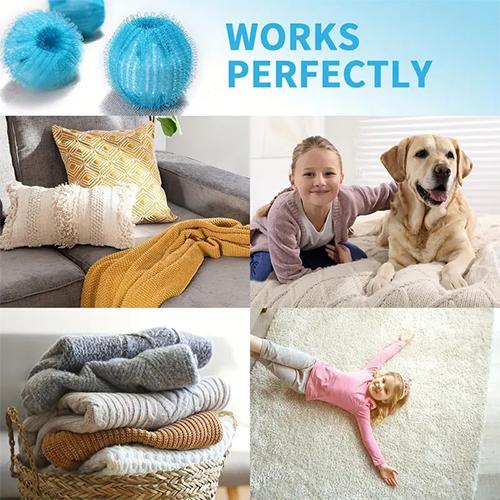 كرات ازالة شعر الحيوانات الاليفة القابلة لاعادة الاستخدام في الغسالة 4قطع