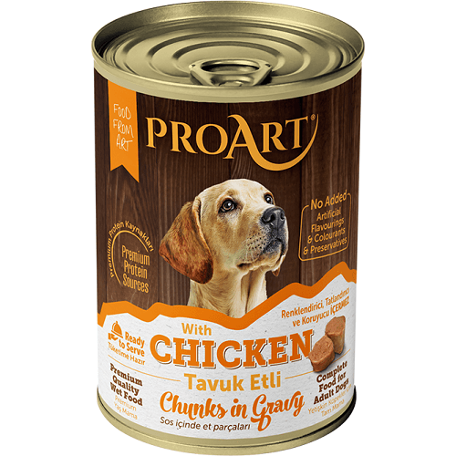 برو ارت قطع طعام رطبة كاملة في المرق مع الدجاج للكلاب البالغة 400جم 2حبة