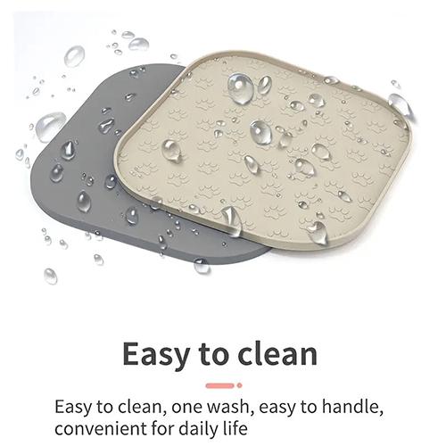 حصيرة طعام الحيوانات الاليفة من السيليكون المقاوم للماء مستطيلة ذات حافة مستديرة 27x40سم