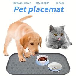 حصيرة طعام الحيوانات الاليفة من السيليكون المقاوم للماء مستطيلة ذات حافة مستديرة 27x40سم