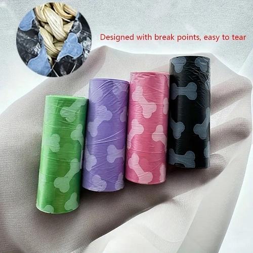 اكياس نفايات الحيوانات الاليفة ملونة مطبوعة على شكل عظمة 30x22سم