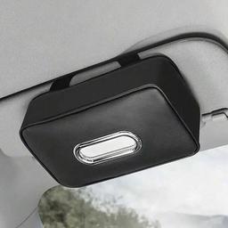 علبة مناديل جلد للسيارة لون اسود