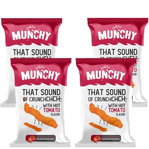 مانشي مقرمشات الذرة خالية من المواد الحافظة بنكهة الطماطم الحارة 80جم 4حبة